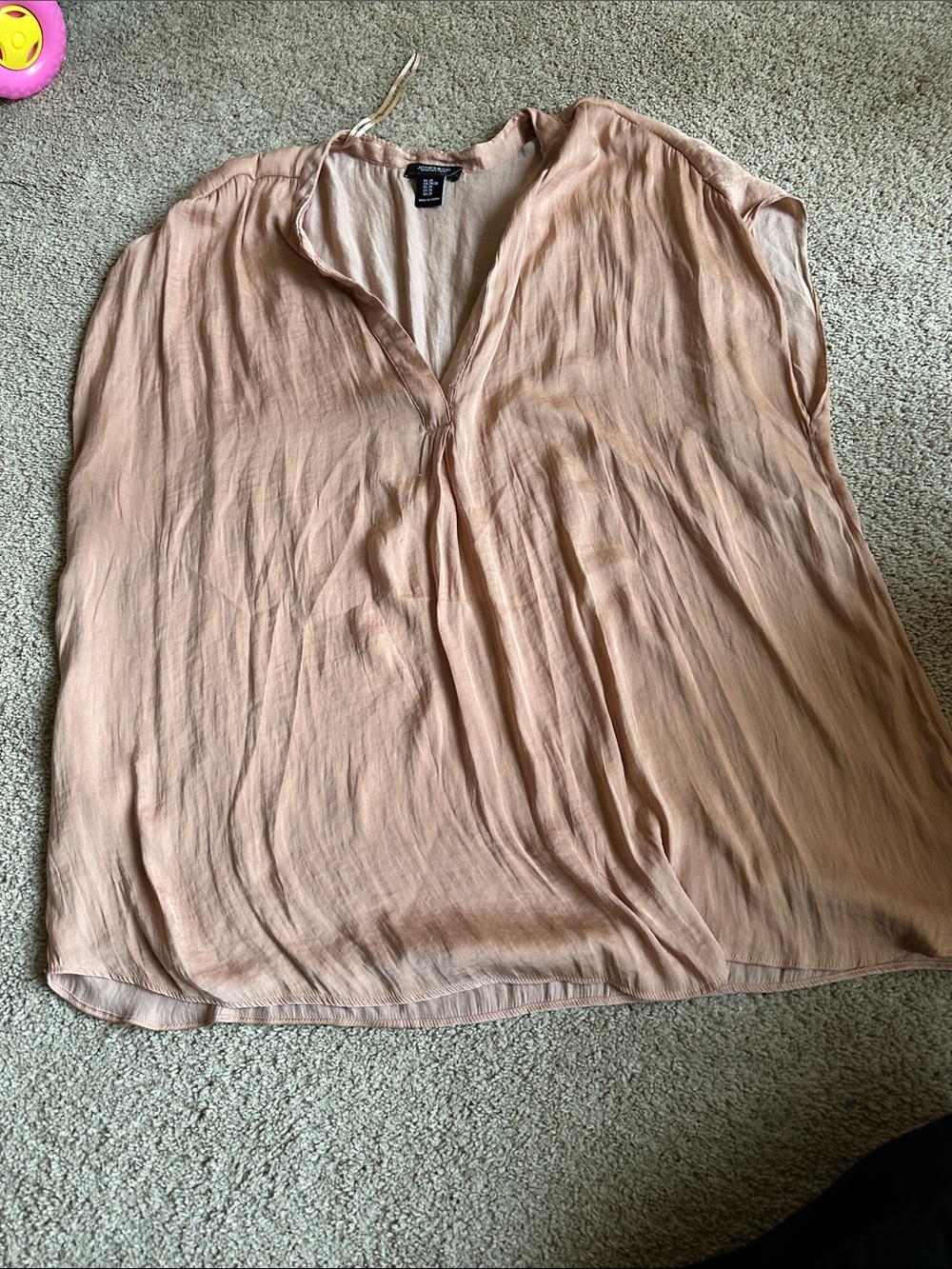 Jones & co New York Sleeveless V-Neck Blouse in Peachy Blush soft and smooth